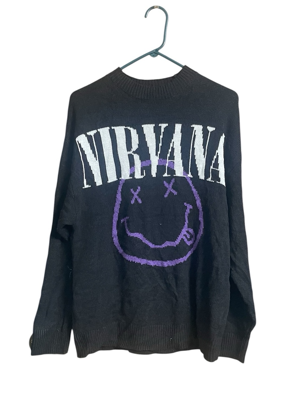H&M Divided X Nirvana Graphic Sweater with NIRVANA Purple Smiley logo